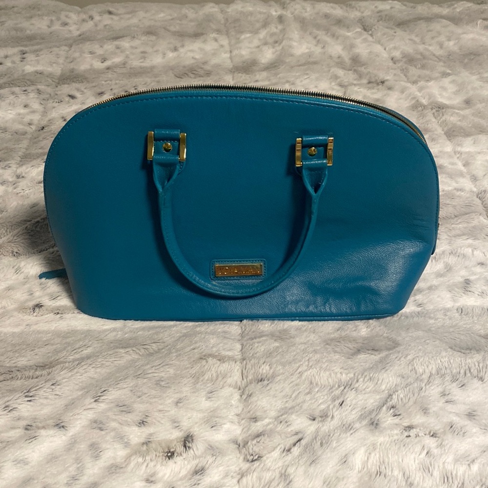 Teal leather purse
